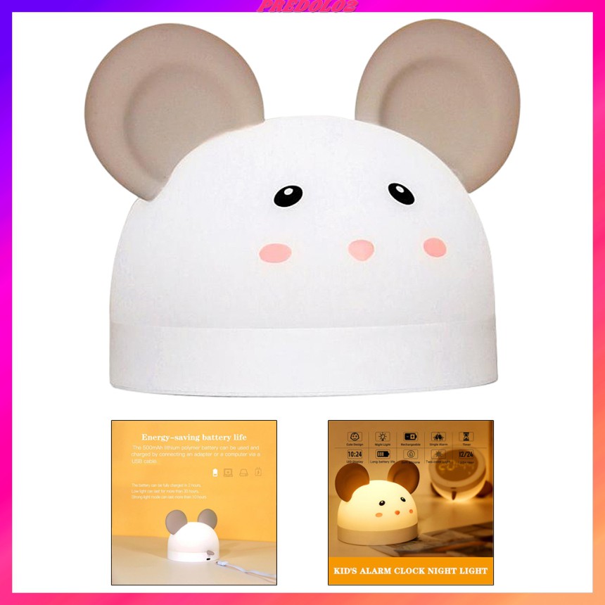 ED Kids Digital Alarm Clock Cute Table Rechargeable Nightlight Wake-up