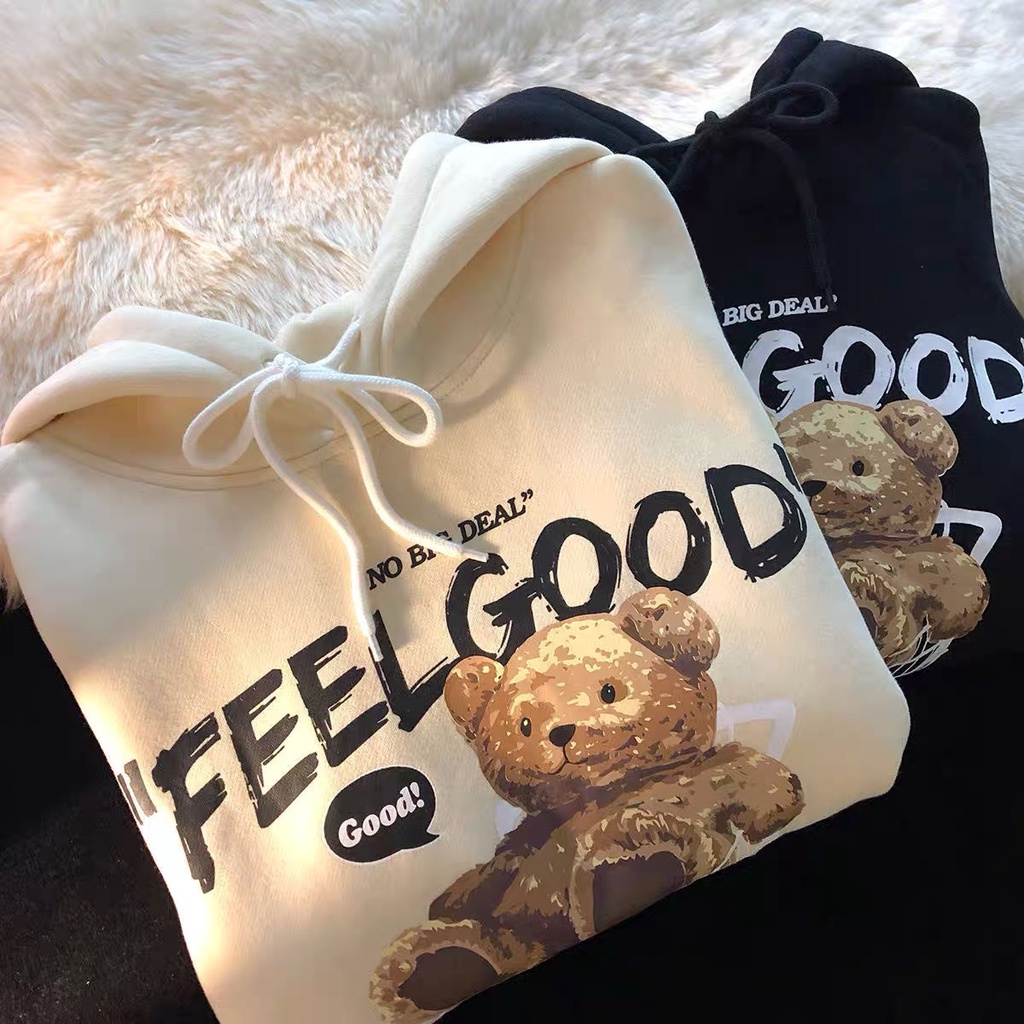 Áo hoodie nam nữ hàn quốc, áo nỉ thu đông họa tiết hình gấu ulzzang dễ thương