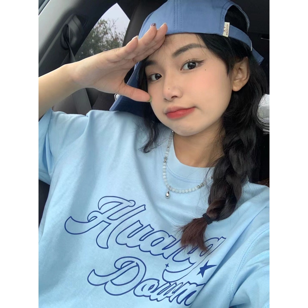 Áo Thun HIIXIIVI T-Shirt Tay Ngắn Cổ Tròn In Hình Hoàng Hôn Thời Trang Mùa Hè Phong Cách Hàn Quốc Dành Cho Nữ 2022
