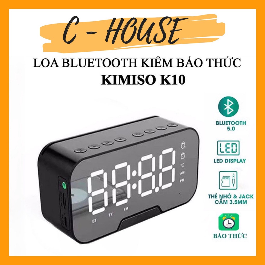 Loa bluetooth kiêm đồng hồ K10 với âm thanh cực hay có micro đàm thoại (140x70x46mm)