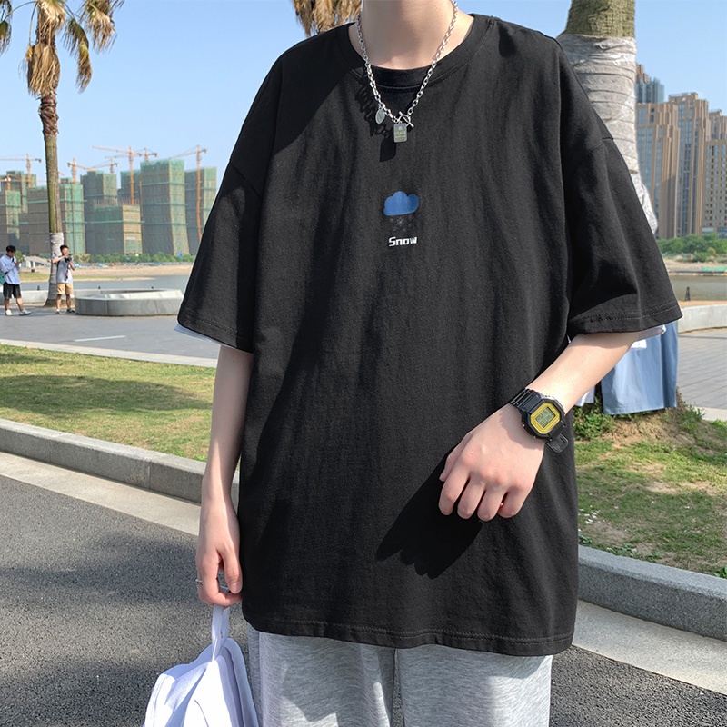 áo thun 100% cotton Tay Ngắn Cổ Tròn Dáng Rộng In Hình Thời Tiết Độc Đáo Thời Trang Cho Cặp Đôi