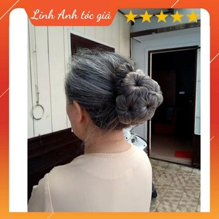 Búi tóc giả trung niên, tóc giả búi hoa muối tiêu cao cấp đủ màu