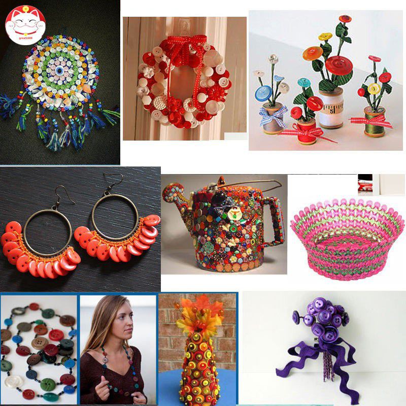 Set 100 cúc áo nhựa tròn nhiều màu sắc trang trí thủ công