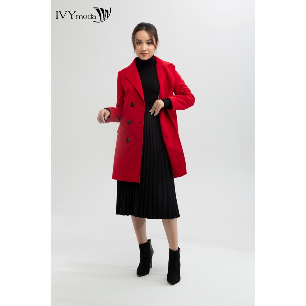 Áo khoác dạ nữ dáng dài 6 khuy IVY moda MS 71C5976