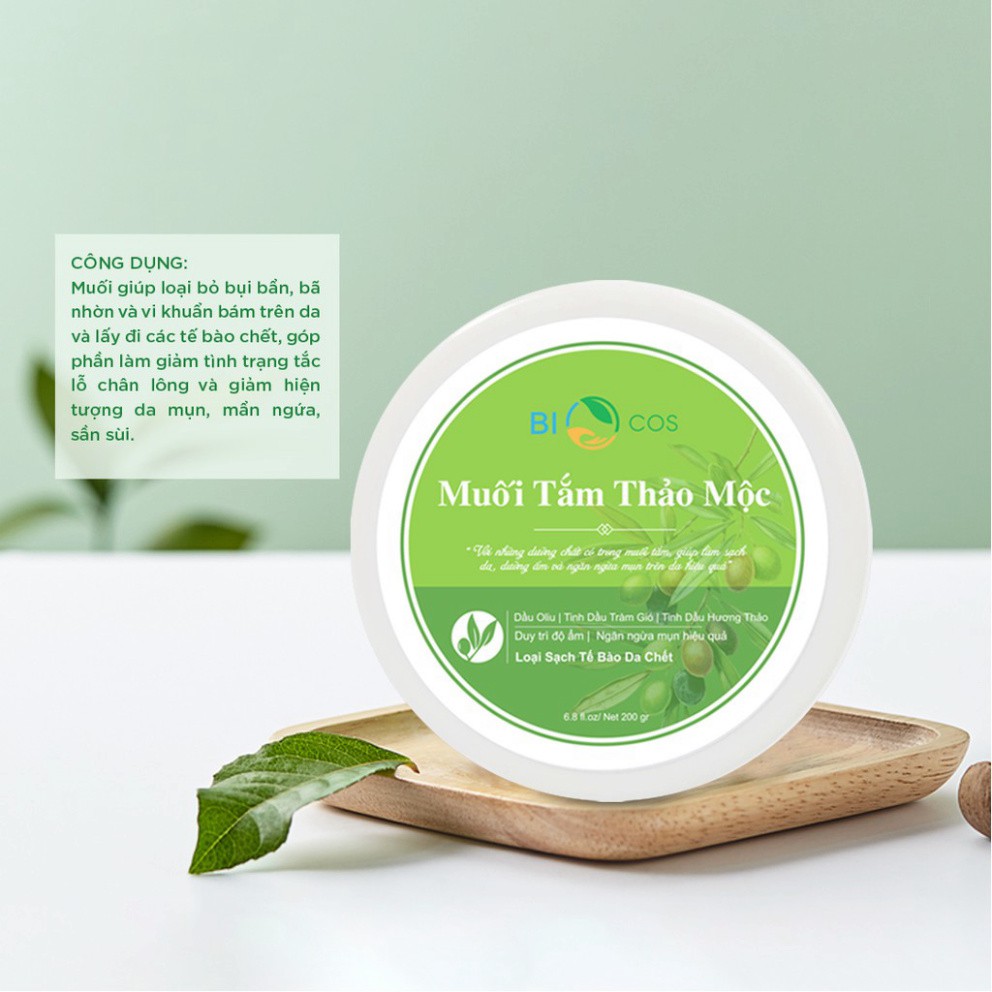 Muối Tắm Thảo Mộc BIOCOS - Tẩy Da Chết, Ngăn Ngừa Mụn, Sáng Da Thơm Mát 200g