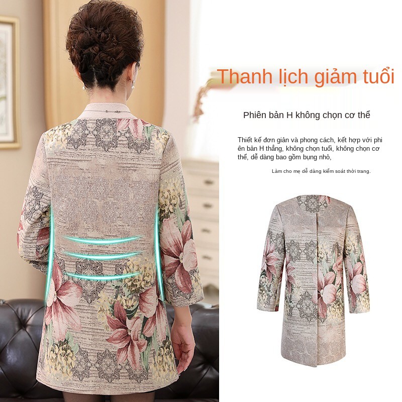 Áo khoác mùa xuân của phụ nữ trung niên và cao tuổi mẹ kiểu jacquard gió