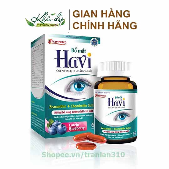 Viên bổ mắt, sáng mắt HAVI giảm mỏi mắt, mờ mắt, chống lão hoá mắt - lọ 60v