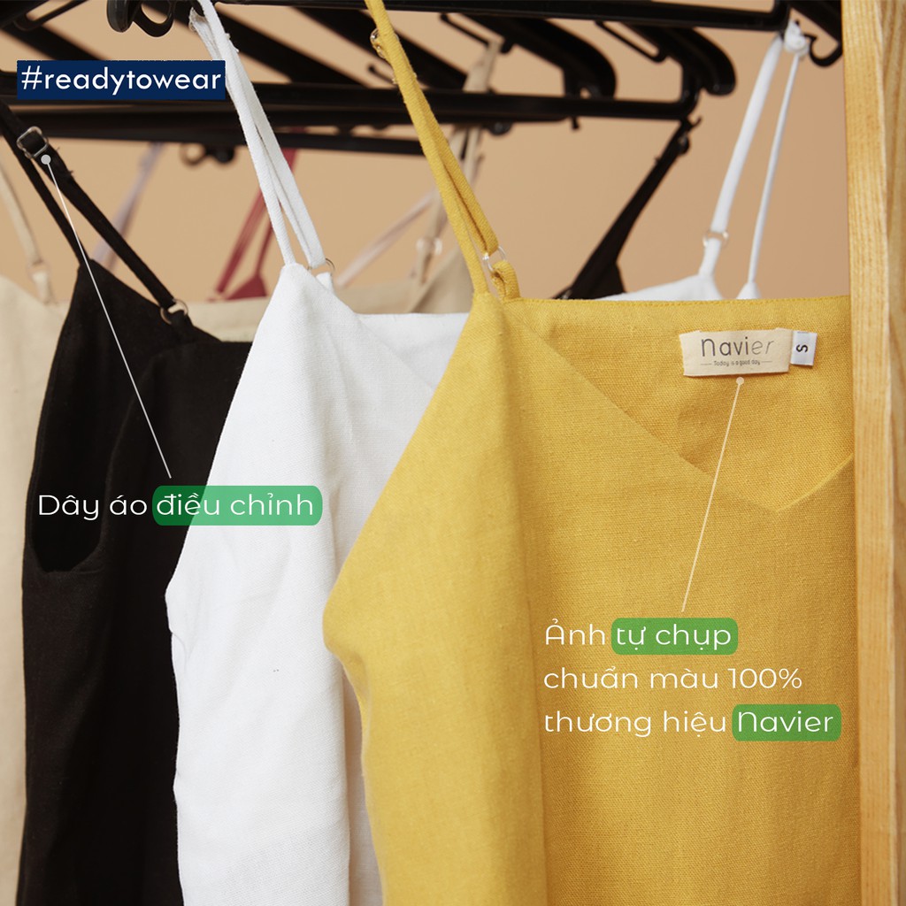 Áo 2 dây nữ camisole có điều chỉnh dây dáng rộng cổ V vải đũi - linen A02 | BigBuy360 - bigbuy360.vn