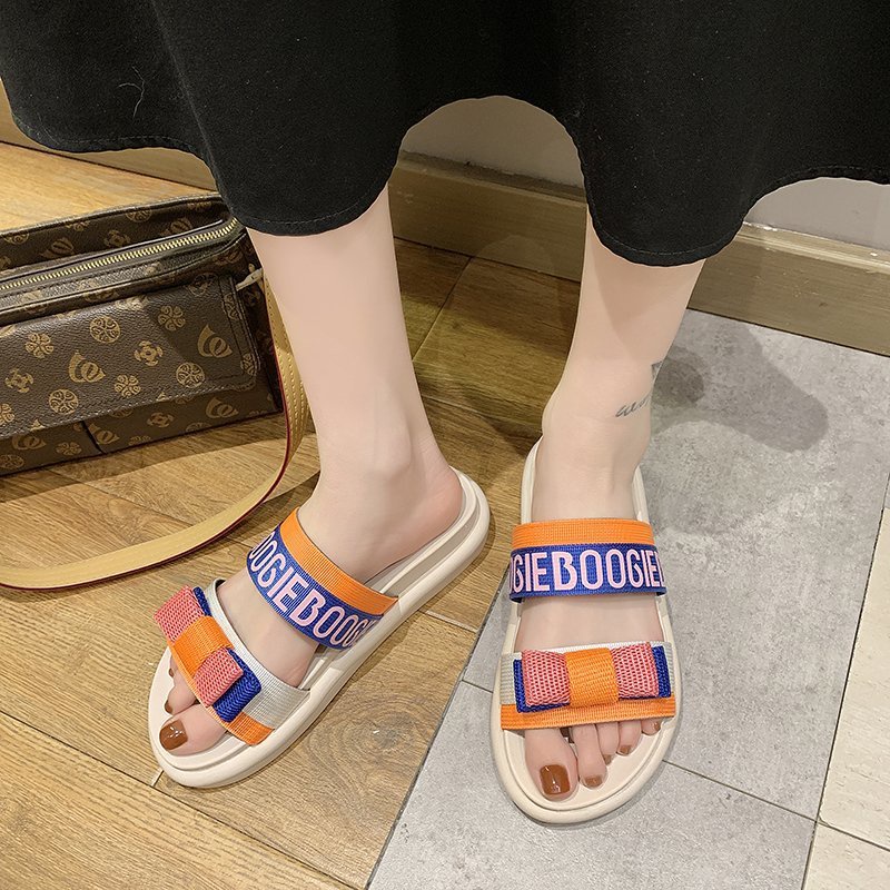 Dép sandal IELGY đế dày đính nơ thời trang đi biển cho nữ