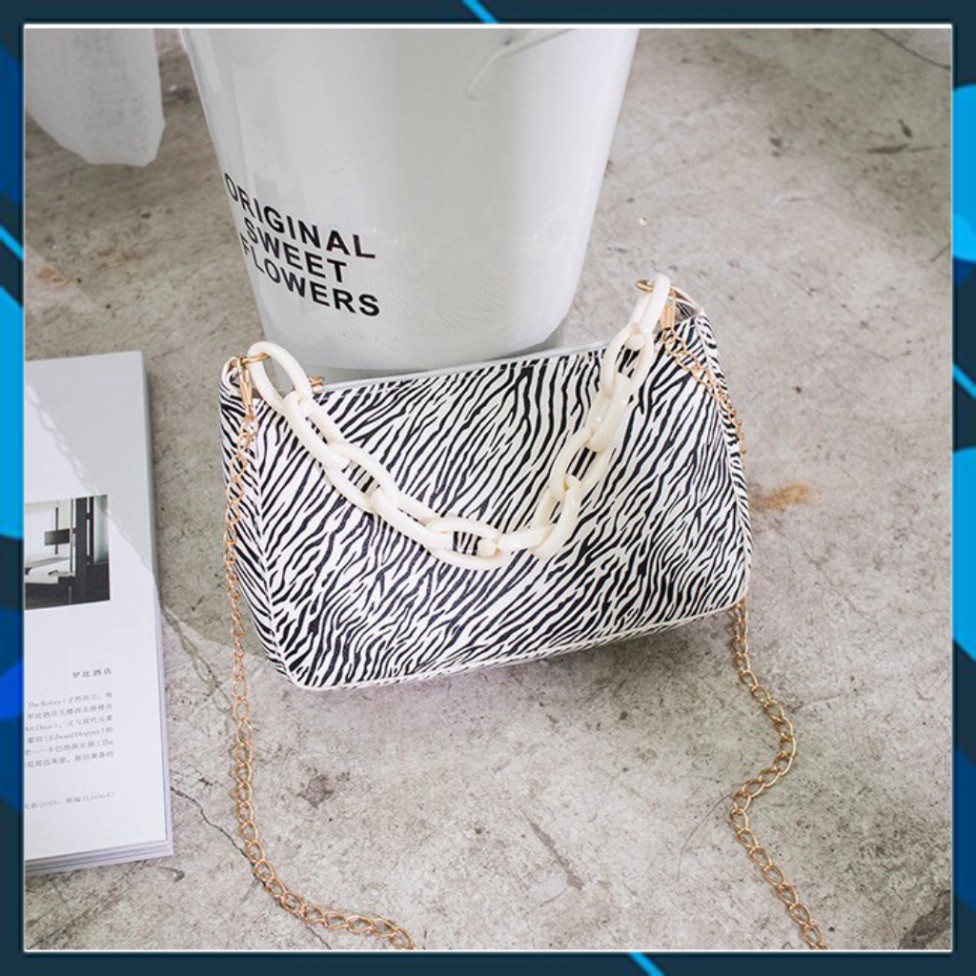 Túi kẹp nách, túi đeo vai họa tiết ngựa vằn phối xích phong cách Retro DC09 - Chip Xinh Boutique