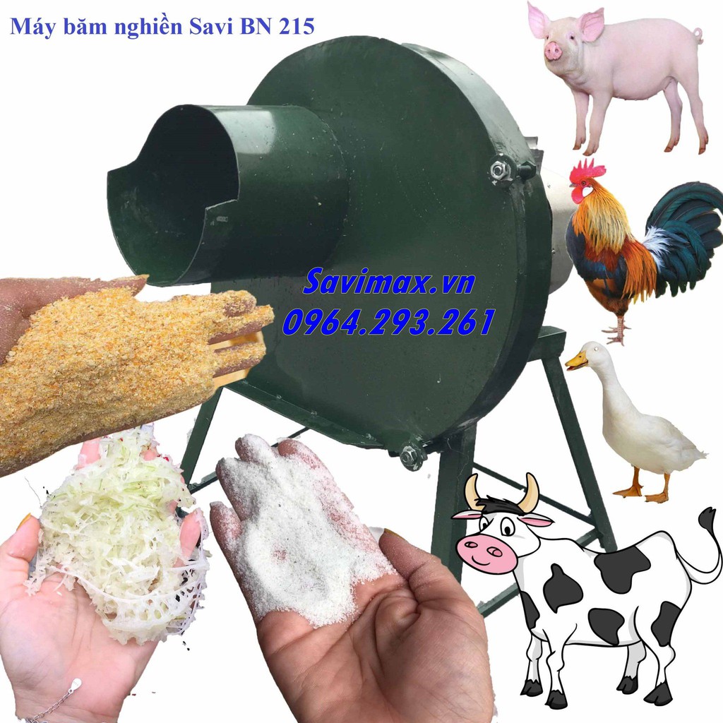 Máy băm thân cây chuối kết hợp nghiền ngô đa năng SAVI BN215 chất lượng cao, công suất motor 1.5kw