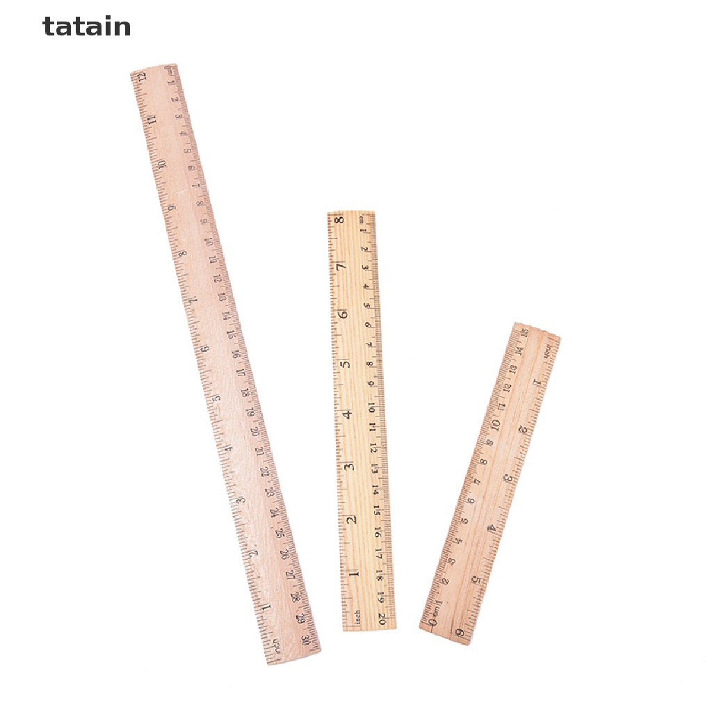 [TAT]  Double Side Wooden Ruler Wood Carpenter Inch Scales &amp; Metric Scales Tools 1pc CVX