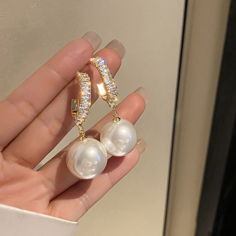 [luxury Pearl Earrings] hd-by-2021 new fashion temperament luxury S925 silver needle crystal pearl earrings