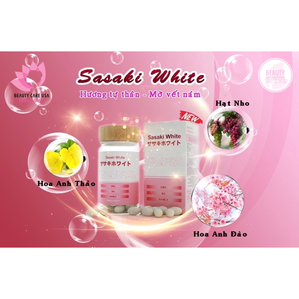 Sasaki white viên uống thơm cơ thể trắng da mờ nám  Nhật Bản