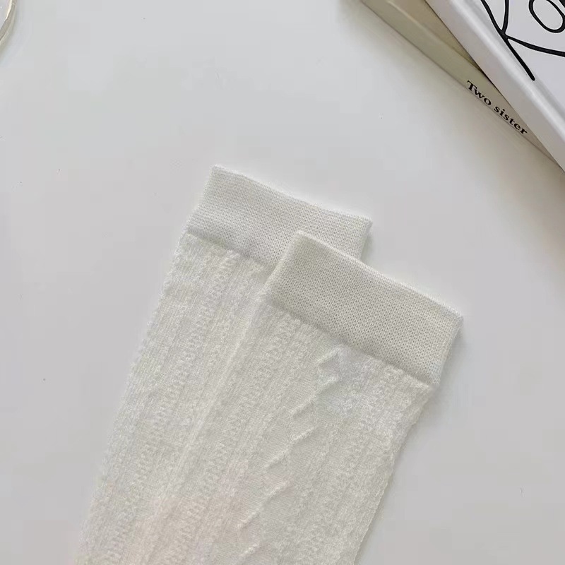 Tất Nữ Bắp Chân Màu Đen Trắng Đơn Giản - Tất Thời Trang JK Nhật Bản