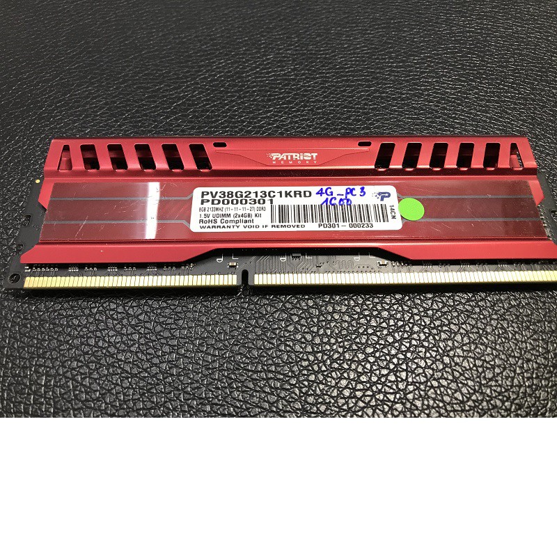 Ram tản nhiệt 8Gb (Kit 2x4gb) DDR3 bus 1600 overclock lên tới 2133, ram bộ hiệu PATRIOT, bảo hành 3 năm