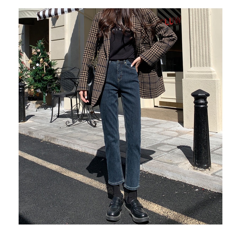 Quần jeans Đen Lưng Cao Co Dãn Thời Trang Hàn Quốc Cho Nữ