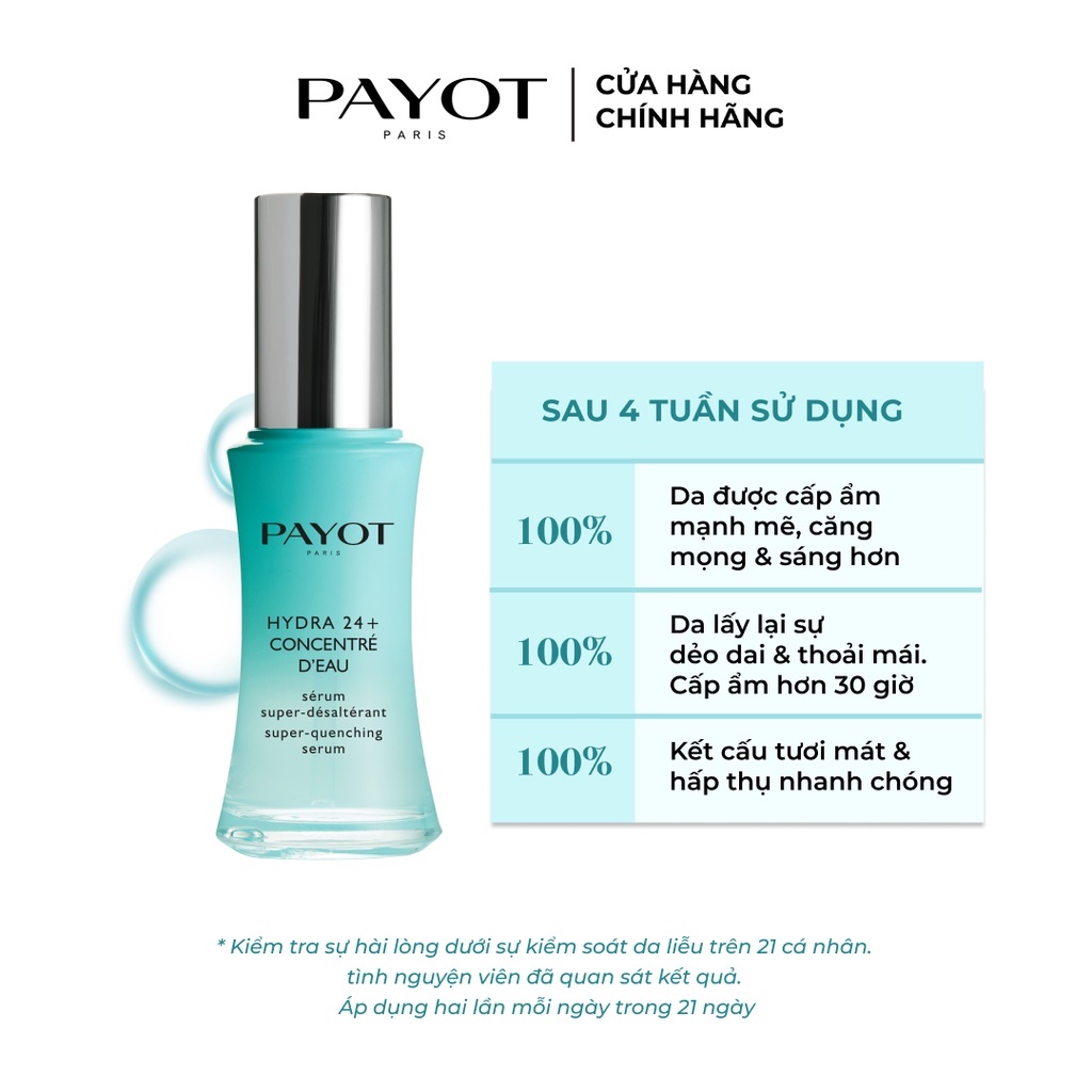 Tinh chất cấp ẩm chuyên sâu cho da căng bóng PAYOT HYDRA 24+ CONCENTRE SUPER-QUENCHING SERUM 30ml