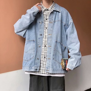 Áo Khoác Denim Dáng Rộng Phong Cách Hàn Quốc Thời Trang Thu Đông Cho Nam