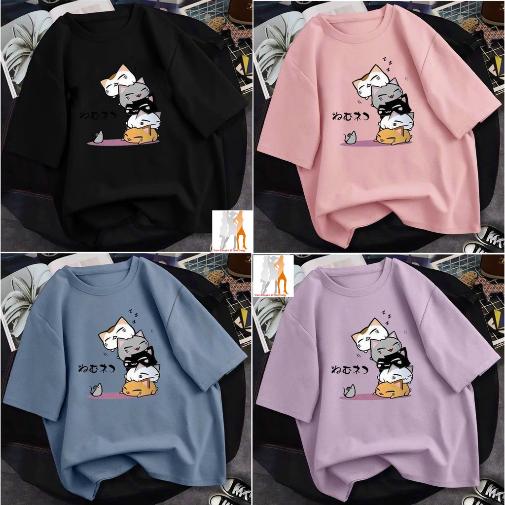 Áo thun unisex nam nữ đều mặc được hình những chú mèo tinh nghịch - Trùm Chuyên Sỉ Thời Trang