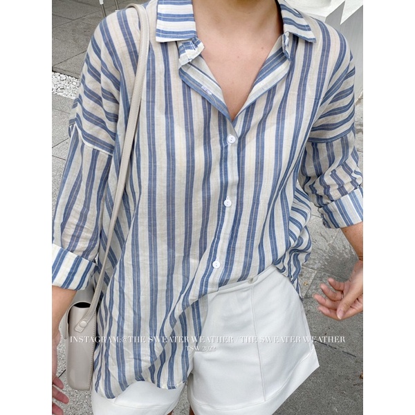 Áo Sơ Mi Sọc Kẻ To Tay Dài vải thô lanh mềm mỏng mát ASM018 celyn.clothes