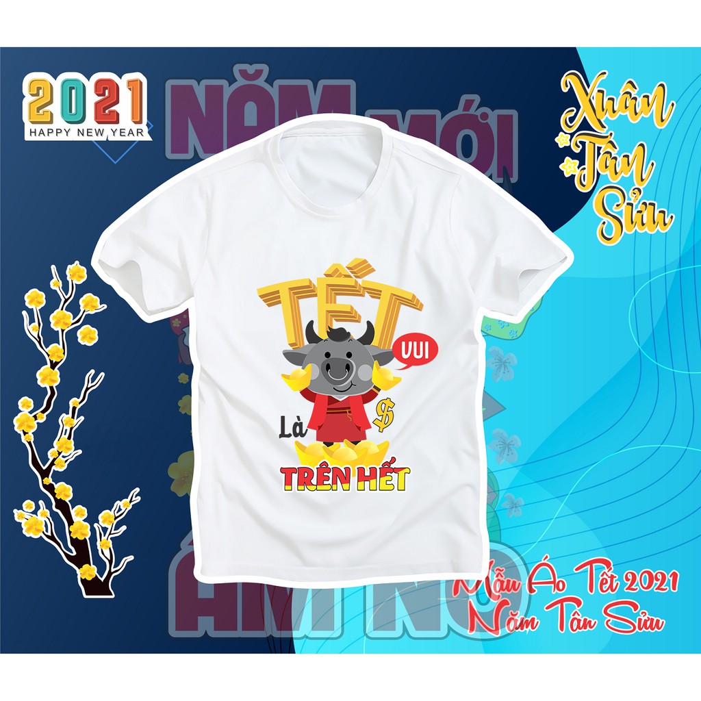 Áo Thun Cotton Tay Ngắn In Logo Tết - Full Size Nam, Nữ - Trẻ Em Hình 29