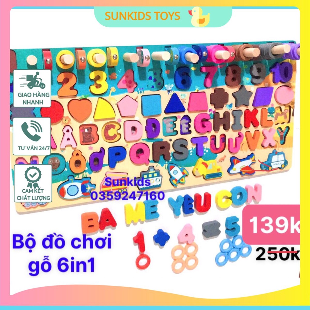 Đồ chơi gỗ bảng chữ cái cho bé và bảng số xếp ghép hình cho trẻ