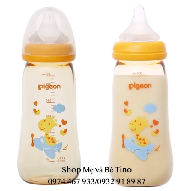 [Limited]Bình sữa Pigeon nội địa Nhật cổ rộng nhựa PPSU 330m