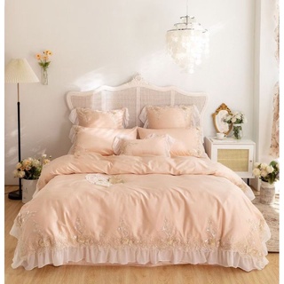 Bộ chăn ga gối ren công chúa tencel 7 món mềm mượt