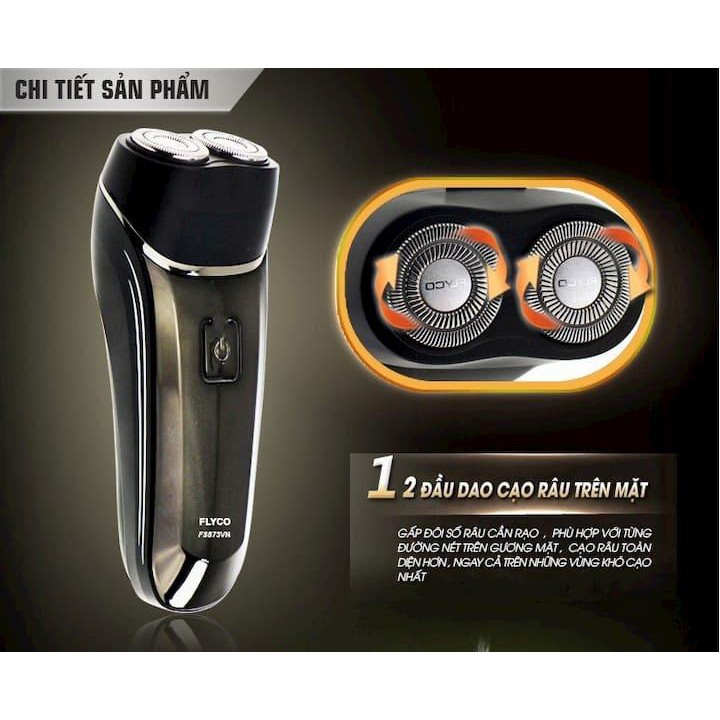 Máy Cạo Râu Flyco FS873VN 2 Lưỡi Kép Thân Máy Kháng Nước - Bảo Hành Flyco 2 Năm