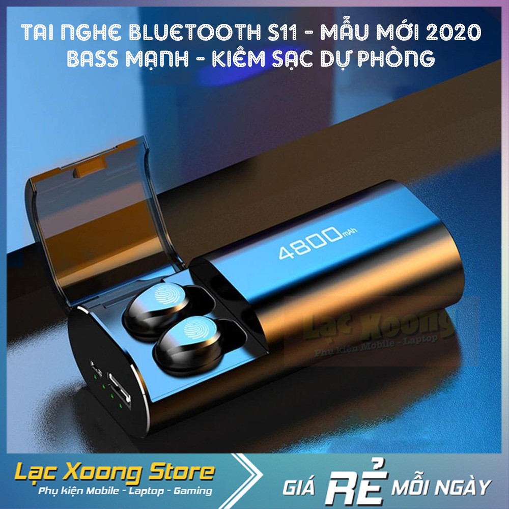 🌟Tai nghe Bluetooth 5.0 S11 - Bản Quốc tế mới nhất 2020🌟 Nút Cảm ứng. Pin 400 giờ. Kèm sạc dự phòng 4800mAh
