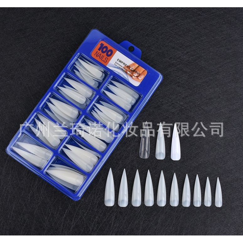 Hộp móng tay thang phom nhọn dài (khay xanh 100 móng)