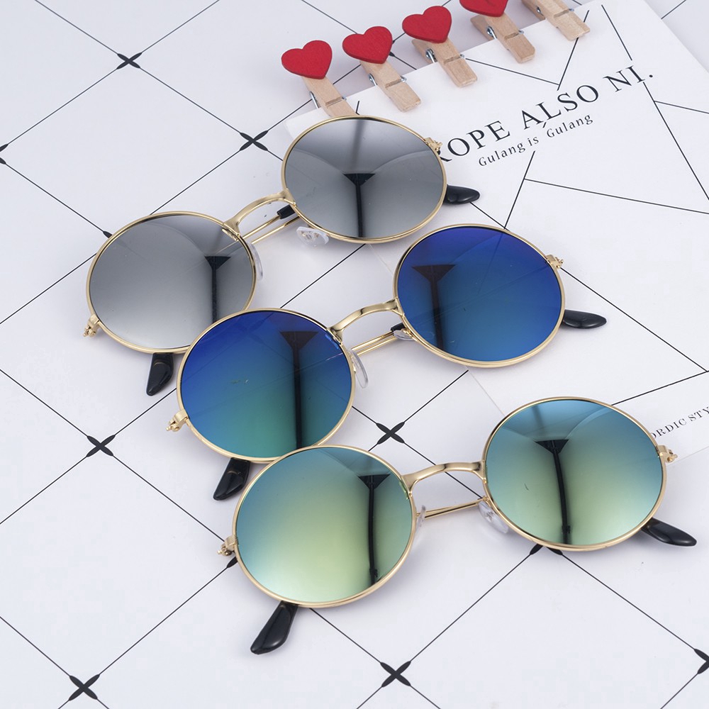 Kính mát tròn gọng kim loại kiểu dáng vintage thời trang cho nữ