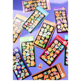 Set 2 tấm sticker hình dán trang trí gấu nâu