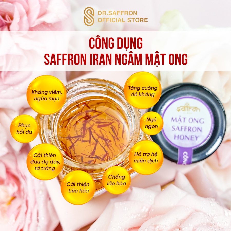 Saffron Nhụy hoa nghệ tây Iran ngâm mật ong chính hãng thương hiệu Saffron Việt Nam lọ 65gr