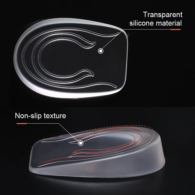 Miếng Lót Giày Trong Suốt Tăng Chiều Cao Bằng Silicon Mềm Chống Trượt Cho Unisex