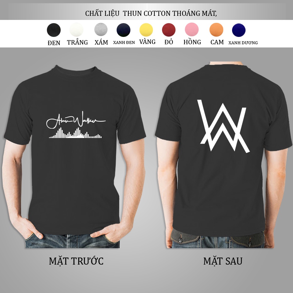 Áo Thun Nam, Áo Phông Nam Cổ Tròn Alan Walker, Vải Cotton Co Giãn, Form Regular