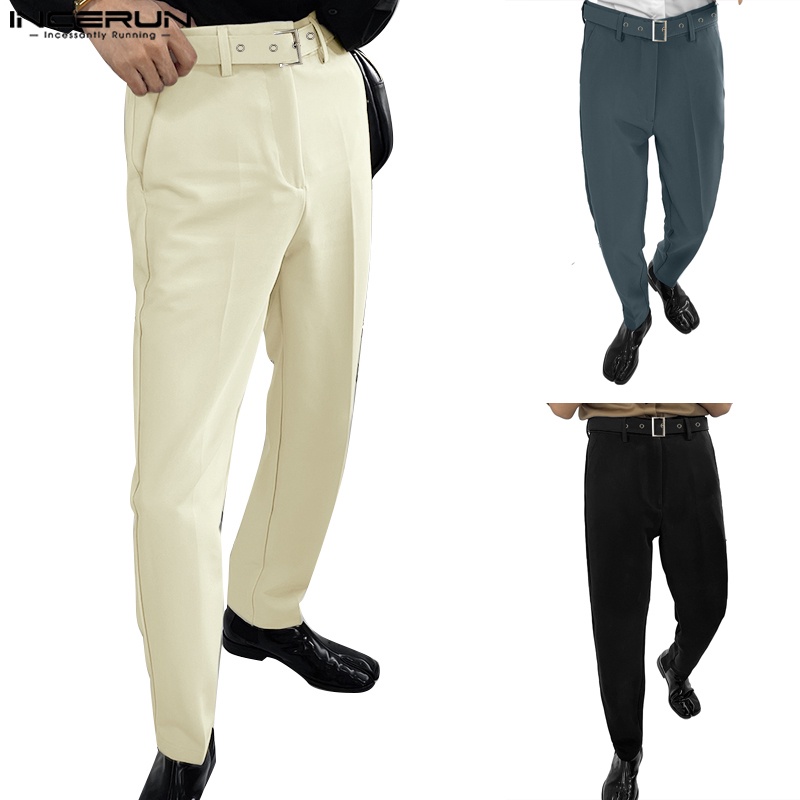 INCERUN Quần Legging Lưng Cao Màu Sắc Đơn Giản Cho Nam Giới Size S-5XL