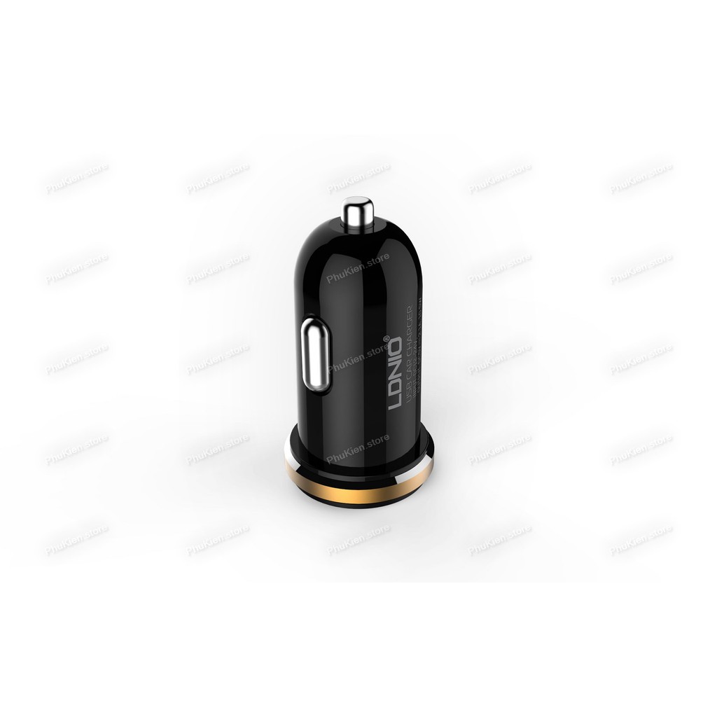 Cốc sạc cao cấp trên ô tô (car charger) 2 USB có IC ổn dòng LDNIO DL-C22 Trắng 10.5W  (kèm cáp sạc Android)