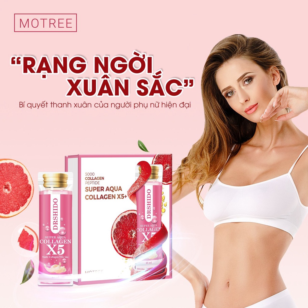 [Mã SGTTC30K giảm 30K] Nước Collagen Yến Sào Motree Super Aqua Collagen X5 1 HỘP 10 gói