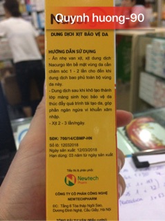 Nacurgo xịt 30ml - dung dịch bảo vệ da