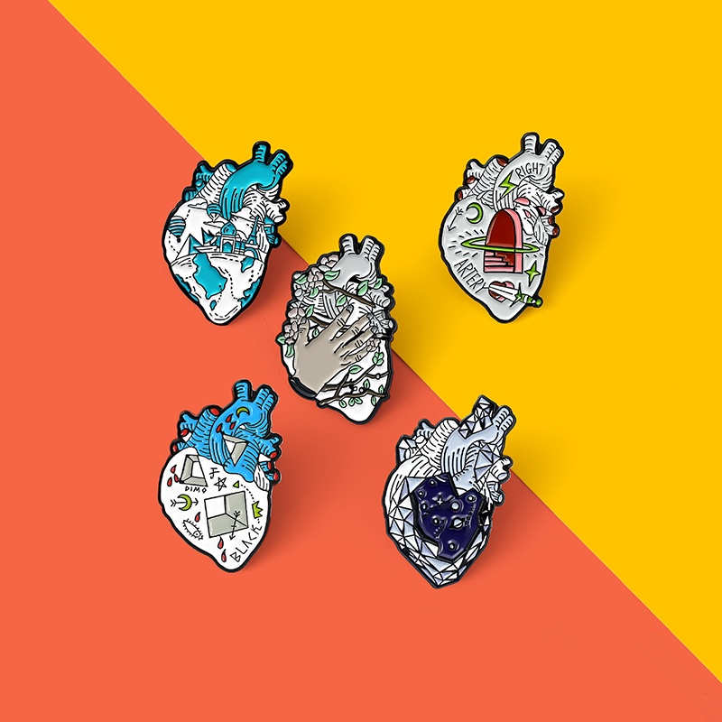 Ghim cài áo họa tiết trái tim đại dương bầu trời đầy sao cho nữ 2021