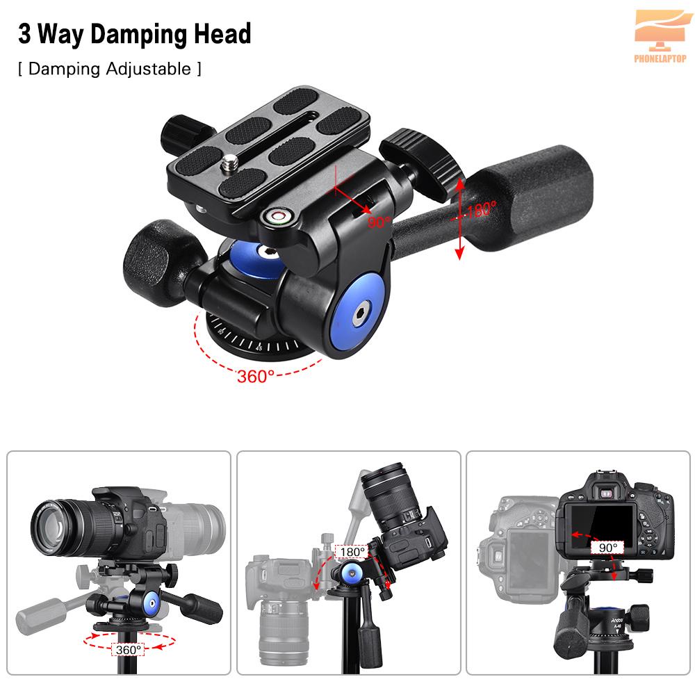 Andoer A-40 3 Way Camera Video Head Aluminum Alloy 360° Panoramic Photographic Damping Head for Canon Nikon Sony for Tripod Monopod Slider Max. Load 5kg/11Lbs