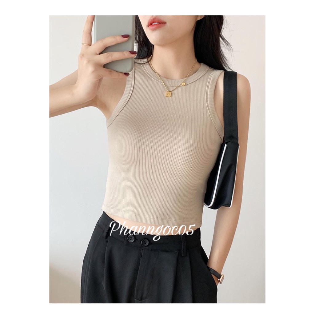 Áo Ba Lỗ Nữ Xuất Khẩu Dáng Croptop Cotton Tăm Siêu Mềm Mịn