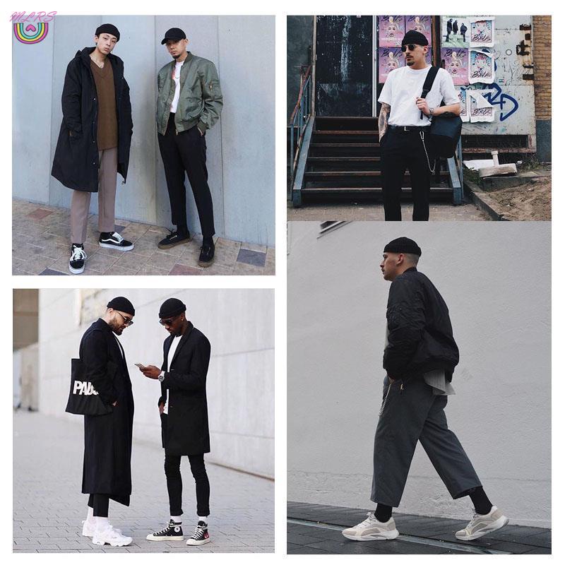 Mũ beanie dệt kim không vành phong cách cổ điển cho nam