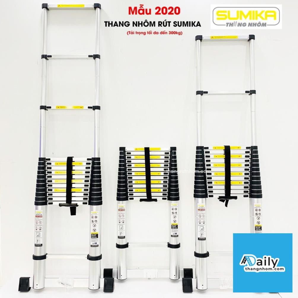 Thang Nhôm Rút Gọn SUMIKA các loại 3,2m-3,8m-4,4m-4,8m-5,1m-5,6m-6m - Tải trọng 300kg Bảo Hành Chính Hãng