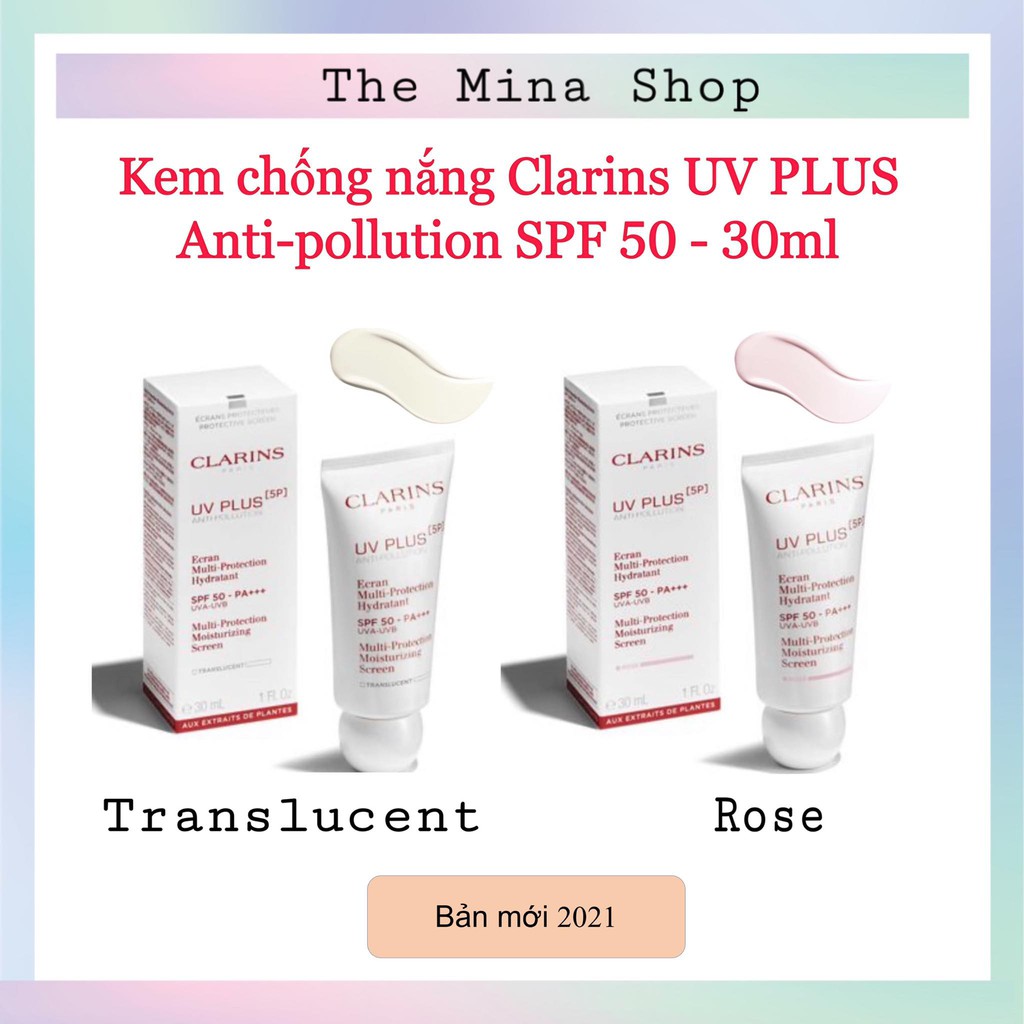 ( Bản mới 2021) Kem chống nắng Clarins UV PLUS Anti-pollution SPF 50 - 30ml, fullbox