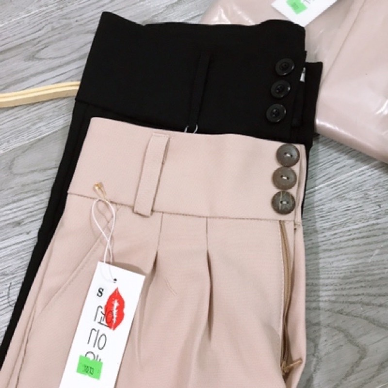 Quần baggy cạp cao 3 khuy, quần tây nữ lưng cao cạp liền công sở, đi học, đi chơi basic