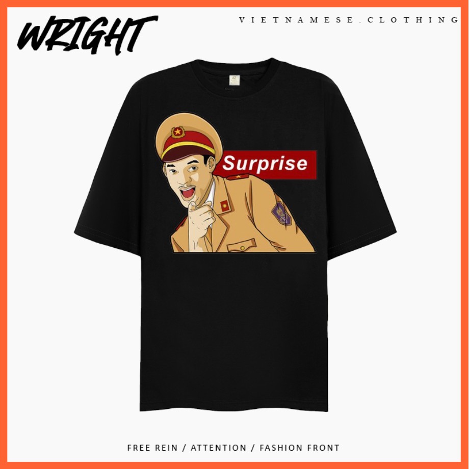 m0JT /Áo Phông Surprise Hài Hước Công an Việt Nam Form Rộng Dáng Suông Chất Cotton Đẹp!