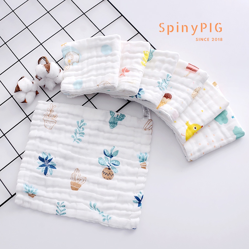 Set 5 khăn mặt xô cho bé 6 lớp mềm nhiều hoạ tiết cho bé trai bé gái